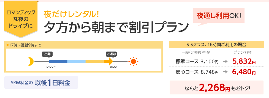 夕方から朝まで割引プラン